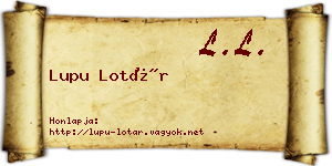 Lupu Lotár névjegykártya